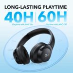 soundcore by Anker Q20i Hybrid Active Noise Cancelling Foldable Headphones, Wireless Over-Ear Bluetooth, 40H Long ANC Playtime, Hi-Res Audio, Big Bass, Customize via an App, Transparency Mode (Black) - Image 2
