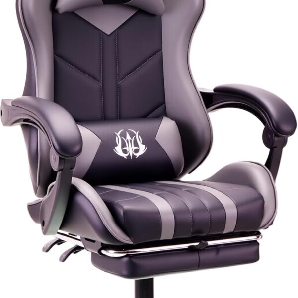 play haha Gaming Chair with Footrest & Lumbar Support,Reclining Swivel Chair,Ergonomic Gaming Chair for Adults, High-Back Racing Style,Adjustable Height with Headrest Pillow