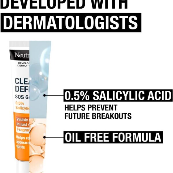Neutrogena Clear and Defend SOS Gel (15ml), Oil-Free Face Gel for Spot-Prone Skin, with Purifying 0.5% Salicylic Acid to Help Reduce the Appearance of Spots