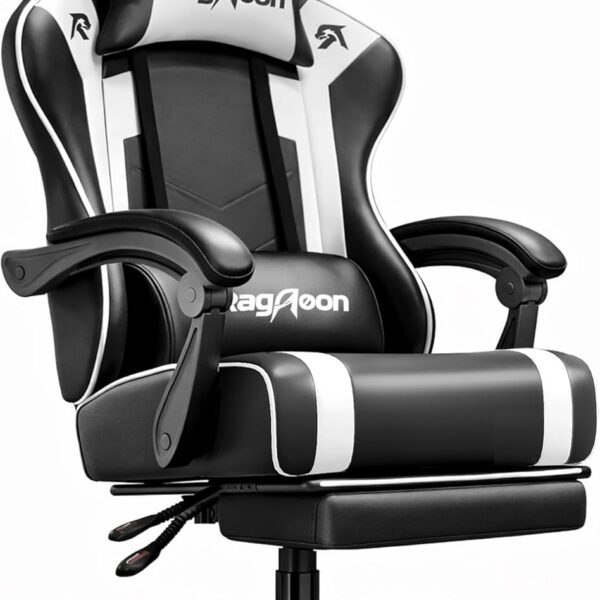 Gaming Chair for Adults Gaming Chairs-Video Game Chairs with Footrest Headrest and Lumbar Support Ergonomic Height Adjustable Game Reclining Chair for Gamer Oversize Black