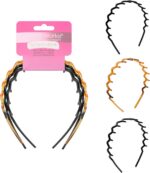 Brushworks Zig-Zag Headband 3-Pack – Retro-Modern Hair Accessory (Shiny Black, Matte Black, Tortoise) – Durable, Comfortable Grip - Image 7