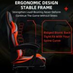 Gaming Chair Ergonomic Computer Chair Office Chair Desk Swivel Chair Adjustable Reclining Footrest Cushion Red New! - Image 3