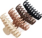 JOYOYO 4 Pcs Hair Claw Clips Hair Clips for Women and Girls Thick Hair - Natural Colors Lightweight Non-slip with Comb Teeth Strong Hold Large Size 4.3 Inch