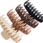 JOYOYO 4 Pcs Hair Claw Clips Hair Clips for Women and Girls Thick Hair - Natural Colors Lightweight Non-slip with Comb Teeth Strong Hold Large Size 4.3 Inch