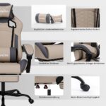 SUKIDA Ergonomic Gaming Chair for Adult, Comfortable Desk Chair with Massage, Comfy Headrest and Lumbar Support Pc Office chairs with Footrest, Height Adjustable Rotating Task Chairs - Image 3