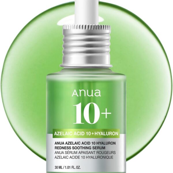Anua Azelaic Acid 10 Hyaluronic Redness Soothing Serum, Facial Serum for Sensitive Skin, Hyaluronic Acid, Niacinamide, Spot Care, Natural Colour, Vegan, Korean Skincare (30 ml / 1.01 fl oz.)