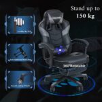 PULUOMIS Gaming Chair, Video Game Chairs for Adults with Footrest, Ergonomic Massage 150° Reclining Gaming Computer Desk Chair, PU Leather Office Chair for Home with Headrest Lumbar, Grey - Image 8