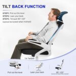 YONISEE Office Chair - Ergonomic Desk Chair with Lumbar Support Headrest Adjustable, Padded Flip-up Armrests Comfy Seat Cushion High Back Executive Manager Chair For Home Office - Image 4