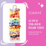 Kavya Scrunchies for Girls, Velvet Scrunchy Rainbow Hair Bands Soft Premium Hair Bobbles for Women Elastic Ponytail Holders Tie Dye Hair Accessories for... - Image 3