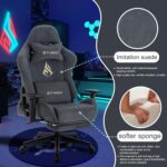 Symino Gaming Chair, Computer Chair with Footrest, Headrest and Lumbar Support, Ergonomic PC Chair, Height Adjustable Rotating Task Chairs, Gray - Image 4