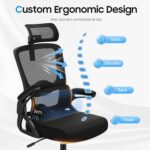 Office Chair, Ergonomic Desk Chair with 2D Lumbar Support and Adjustable Headrest, Swivel Computer Chair with Padded Flip-up Armrests & Thickened Seat,High Back Executive Chair for Home Office - Image 7