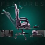 play haha Gaming Chair with Footrest & Lumbar Support,Reclining Swivel Chair,Ergonomic Gaming Chair for Adults, High-Back Racing Style,Adjustable Height with Headrest Pillow - Image 5