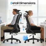 Office Chair, Ergonomic Desk Chair with 2D Lumbar Support and Adjustable Headrest, Swivel Computer Chair with Padded Flip-up Armrests & Thickened Seat,High Back Executive Chair for Home Office - Image 6