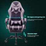 play haha Gaming Chair with Footrest & Lumbar Support,Reclining Swivel Chair,Ergonomic Gaming Chair for Adults, High-Back Racing Style,Adjustable Height with Headrest Pillow - Image 3