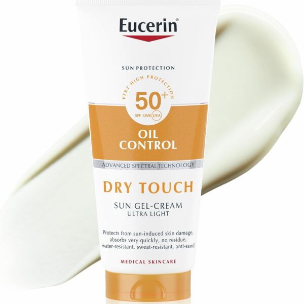 Eucerin Sun Body Oil Control Gel-Cream SPF 50+ 200ml, Ultra-Light Dry Touch Gel Sun Cream for Oily Skin, Fast-Drying Sunscreen with Oil Control Technology, Water-Resistant