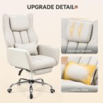 Warmiehomy Big and Tall Office Chair for Home, Cross Legged Office Chair with Footrest, Ergonomic Heavy Duty Office Chair with 155° Recline & Armrests, Computer Desk Chair 72 * 50 * 120CM (White) - Image 6