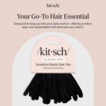 Kitsch Black Hair Ties 20pcs No Damage - Hair Bands for women - Strong Stretchy Hairbands & Hair Bobbles - Soft Nylon Hair Elastics, Snag-Free Rubber...