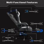 Yaheetech Gaming Chair, Ergonomic Racing Gaming Chair with Massage Lumbar Pillow, High-Back Office Chair with Slide-Out Footrest and Padded Linkage Armrests for Adults (Black/White) - Image 8