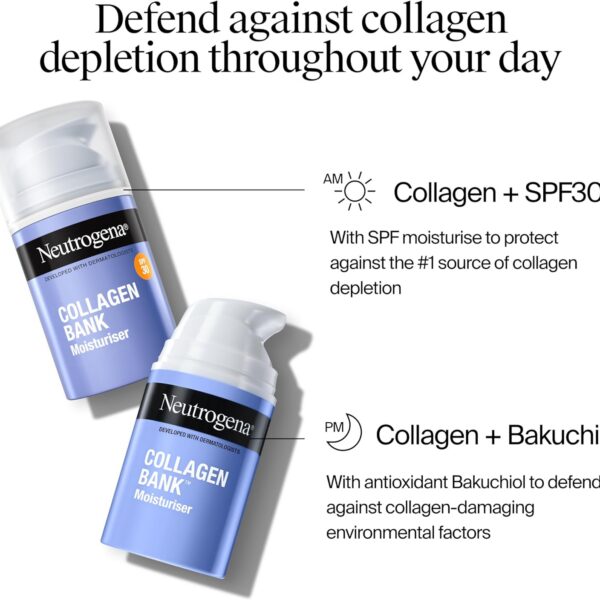 Neutrogena Collagen Bank Face Moisturiser with Bakuchiol, Daily Anti-Ageing Face & Neck Collagen Cream with Micro-peptides and antioxidant Bakuchiol, for all skin types, 50ml