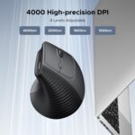 UGREEN Ergonomic Wireless Mouse, Bluetooth 5.4&2.4GHz Dual Modes Computer Mouse, 12-Month Battery, 4 Adjustable DPI 4000/2000/1600/1000, Silent 6-Buttons, for Windows/macOS/Android, Laptop/PC, etc. - Image 4