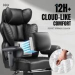 COMHOMA Big and Tall Office Chair Heavy Duty Executive Desk Chair with Footrest, Ergonomic High Back PU Leather Swivel Reclining Computer Chairs for Home - Image 2