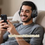 KVIDIO Bluetooth Headphones Over Ear, 65 Hours Playtime Wireless Headphones with Microphone, Foldable Lightweight Headset with Deep Bass,HiFi Stereo Sound for Travel Work PC Cellphone (Black) - Image 6