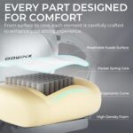 Dowinx Gaming Chair Ergonomic with Adjustable Massage Lumbar Cushion, Soft Microfiber Velvet Office Chair, Thick Padded Seat, Retractable Footrest, Adjustable Armrests, 155° Reclining Backrest, White - Image 3