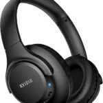 KVIDIO Bluetooth Headphones Over Ear, 65 Hours Playtime Wireless Headphones with Microphone, Foldable Lightweight Headset with Deep Bass,HiFi Stereo Sound for Travel Work PC Cellphone (Black)