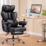 COMHOMA Big and Tall Office Chair Heavy Duty Executive Desk Chair with Footrest, Ergonomic High Back PU Leather Swivel Reclining Computer Chairs for Home - Image 3