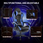 Gaming Chair with Footrest, Ergonomic Gaming Chair, Computer Chair with Lumbar Support, Head Rest, Height Adjustable PC Chairs with 360°-Swivel Seat for Office or Gaming, Black Blue - Image 7