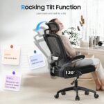 Office Chair, Ergonomic Desk Chair with 2D Lumbar Support and Adjustable Headrest, Swivel Computer Chair with Padded Flip-up Armrests & Thickened Seat,High Back Executive Chair for Home Office - Image 5