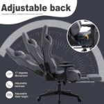 Symino Gaming Chair, Computer Chair with Footrest, Headrest and Lumbar Support, Ergonomic PC Chair, Height Adjustable Rotating Task Chairs, Gray - Image 5