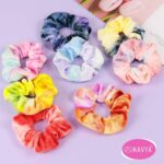 Kavya Scrunchies for Girls, Velvet Scrunchy Rainbow Hair Bands Soft Premium Hair Bobbles for Women Elastic Ponytail Holders Tie Dye Hair Accessories for... - Image 5