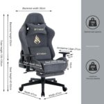 Symino Gaming Chair, Computer Chair with Footrest, Headrest and Lumbar Support, Ergonomic PC Chair, Height Adjustable Rotating Task Chairs, Gray - Image 3