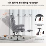 IWMH Executive Office Chair with Footrest, Big and Tall Ergonomic Desk Chair, Heavy Duty Computer Chairs 200KG with Adjustable Headrest, Armrests, Lumbar Support, High Back (Grey) - Image 5