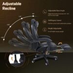 PULUOMIS Gaming Chair, Video Game Chairs for Adults with Footrest, Ergonomic Massage 150° Reclining Gaming Computer Desk Chair, PU Leather Office Chair for Home with Headrest Lumbar, Grey - Image 4