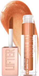 Maybelline Lifter Gloss Bronzed Lip Gloss, Lasting Hydration Formula With Hyaluronic Acid, Non Sticky, Hydrated Lips & Fuller Looking Lips, Shade: 019 Gold
