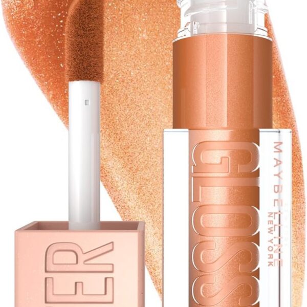 Maybelline Lifter Gloss Bronzed Lip Gloss, Lasting Hydration Formula With Hyaluronic Acid, Non Sticky, Hydrated Lips & Fuller Looking Lips, Shade: 019 Gold