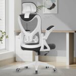 YONISEE Office Chair - Ergonomic Desk Chair with Lumbar Support Headrest Adjustable, Padded Flip-up Armrests Comfy Seat Cushion High Back Executive Manager Chair For Home Office