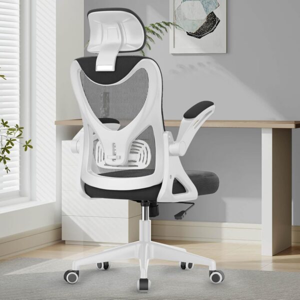 YONISEE Office Chair - Ergonomic Desk Chair with Lumbar Support Headrest Adjustable, Padded Flip-up Armrests Comfy Seat Cushion High Back Executive Manager Chair For Home Office