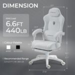 Dowinx Gaming Chair Ergonomic with Adjustable Massage Lumbar Cushion, Soft Microfiber Velvet Office Chair, Thick Padded Seat, Retractable Footrest, Adjustable Armrests, 155° Reclining Backrest, White - Image 4