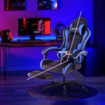 Gaming Chair with Footrest, Ergonomic Gaming Chair, Computer Chair with Lumbar Support, Head Rest, Height Adjustable PC Chairs with 360°-Swivel Seat for Office or Gaming, Black Blue - Image 2