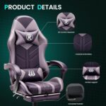 play haha Gaming Chair with Footrest & Lumbar Support,Reclining Swivel Chair,Ergonomic Gaming Chair for Adults, High-Back Racing Style,Adjustable Height with Headrest Pillow - Image 4