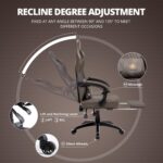 Dowinx Gaming Chair for Adults - Recliner Armchair with Massage Lumbar Support, Swivel, Ergonomic Gaming Chair with Footrest, Office Chair PU Leather Brown - Image 5