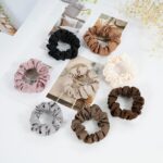 Lolalet Hair Scrunchies Satin Scrunchies for Women, Soft Hair Ties Scrunchy Cute Ponytail Holder Hair Accessories with Elastic Hair Bands for Girls Thick Thin Curly Hair -8 Pack, Style A - Image 5