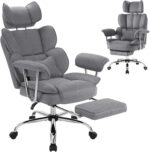 IWMH Executive Office Chair with Footrest, Big and Tall Ergonomic Desk Chair, Heavy Duty Computer Chairs 200KG with Adjustable Headrest, Armrests, Lumbar Support, High Back (Grey) - Image 8