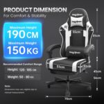 Gaming Chair for Adults Gaming Chairs-Video Game Chairs with Footrest Headrest and Lumbar Support Ergonomic Height Adjustable Game Reclining Chair for Gamer Oversize Black - Image 4