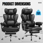 COMHOMA Big and Tall Office Chair Heavy Duty Executive Desk Chair with Footrest, Ergonomic High Back PU Leather Swivel Reclining Computer Chairs for Home - Image 4