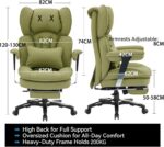 Efomao Desk Office Chair, Heavy Duty 200kg Big and Tall Executive Computer Chair, Unique XX Embroidery Ergonomic High Back PU Leather Chair with Retractable Footrest, Olive Green - Image 7
