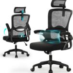 Office Chair, Ergonomic Desk Chair with 2D Lumbar Support and Adjustable Headrest, Swivel Computer Chair with Padded Flip-up Armrests & Thickened Seat,High Back Executive Chair for Home Office